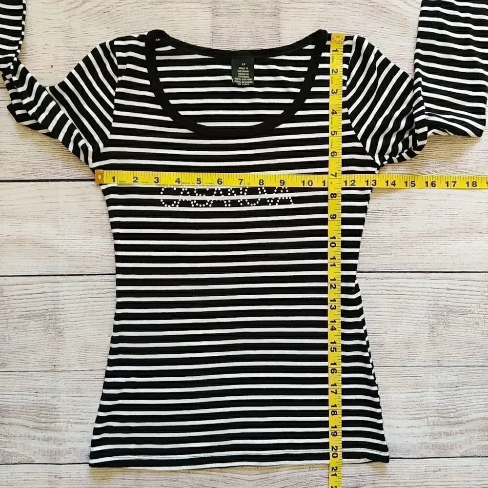 Perry Ellis striped embellished Casanova tee